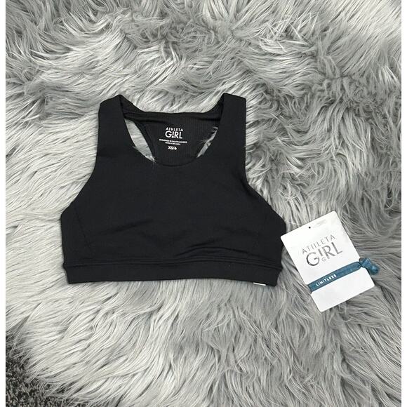 Athleta Girl‎ Speed Racer Black Sports Bra XS/6 - Picture 1 of 2